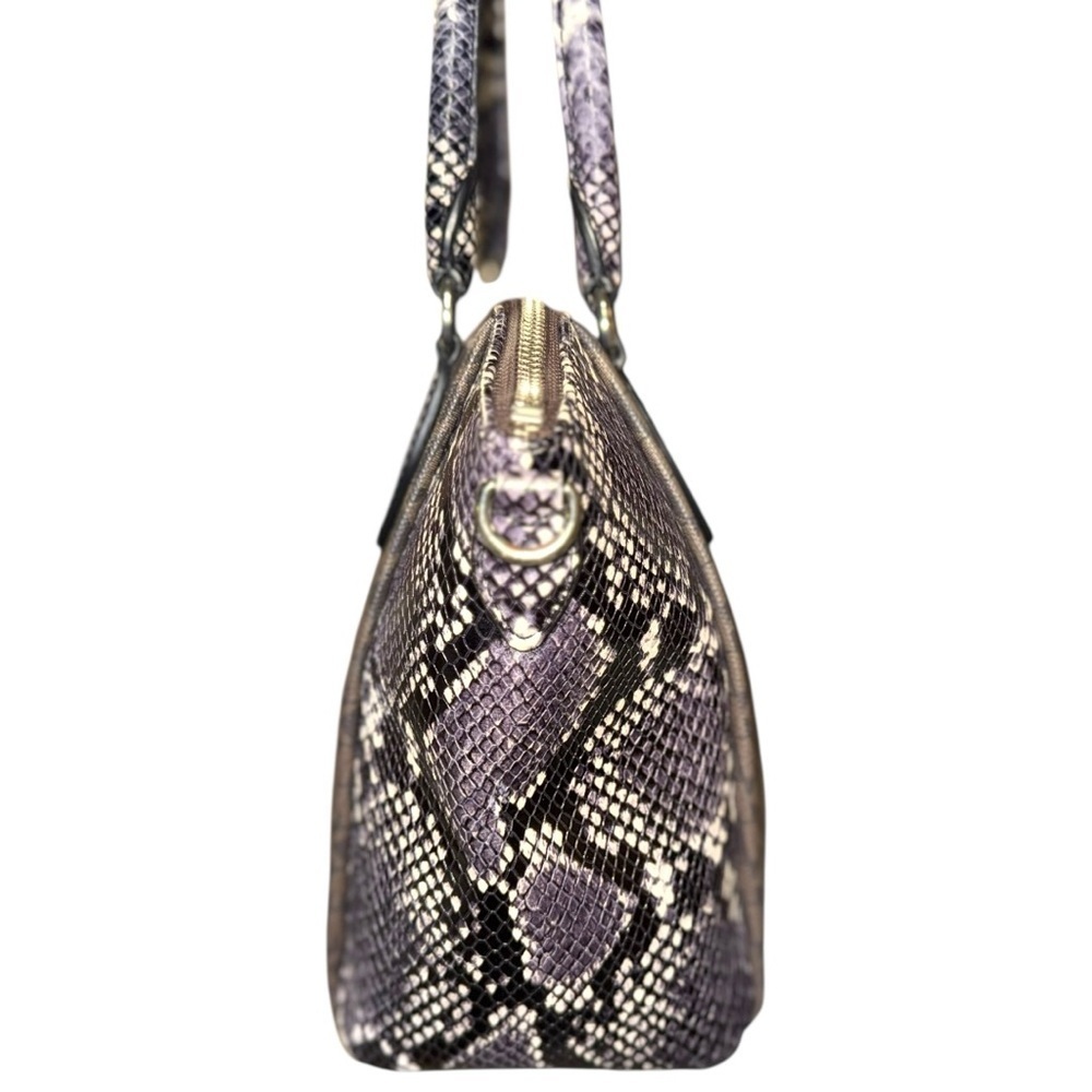Michael Kors Sienna Snakeskin and Monogram Satchel Tote Bag - Picture 2 of 7